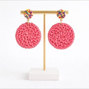 J.Crew bead & rattan statement earrings Pink 2414
